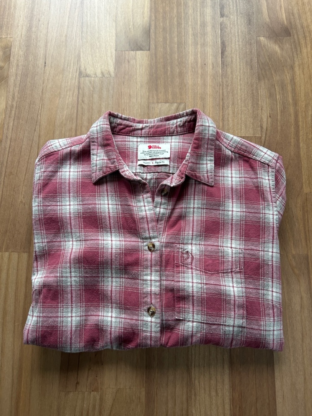 Fjallraven Pink and Grey Plaid Button-Down Shirt